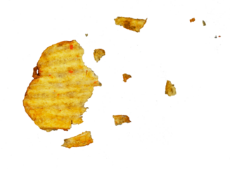 potato chips with crumbs isolated