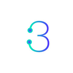 3 number tech logo icon vector eps 