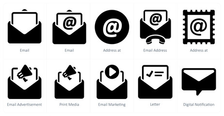 A set of 10 web marketing icons as email, address at, email address