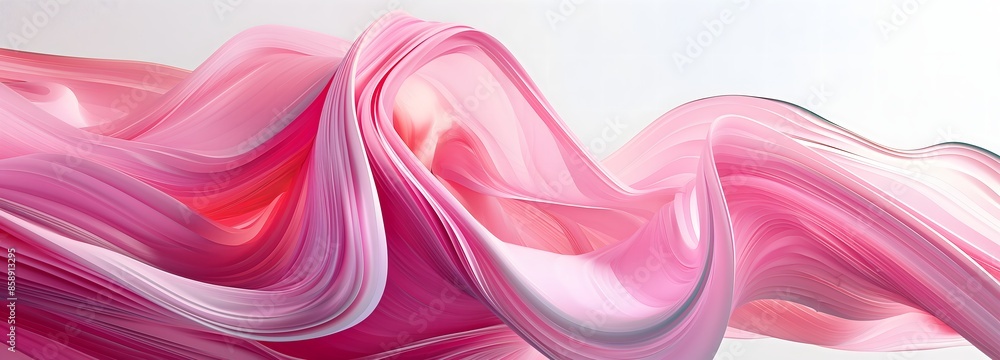 Poster 2. craft an immersive visual experience with a 3d abstract illustration featuring a smooth pink grad