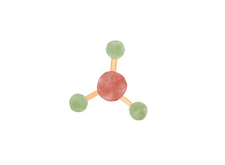 Hand-drawn watercolor illustration of a molecule isolated on a white background.