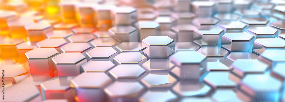 Poster 4. craft a visually striking 3d illustration featuring an abstract hexagonal tech background enhance