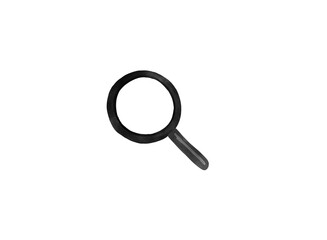 Hand-drawn watercolor illustration of a magnifying glass isolated on a white background.