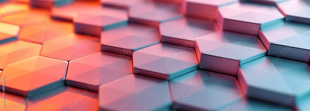 Poster 4. craft a visually striking 3d illustration featuring an abstract hexagonal tech background enhance
