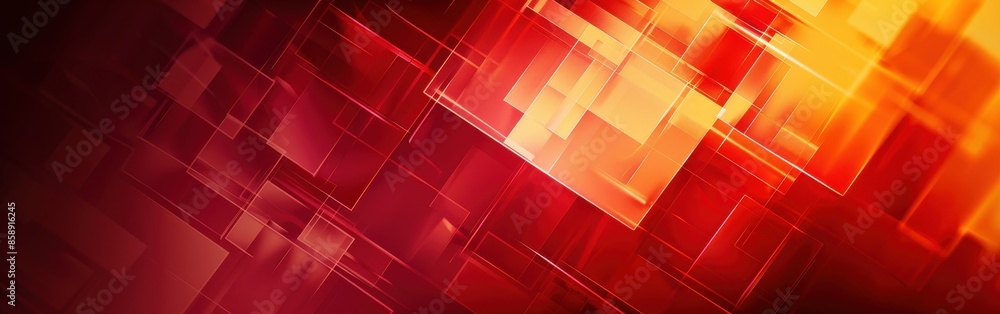 Poster A red background with squares of different sizes
