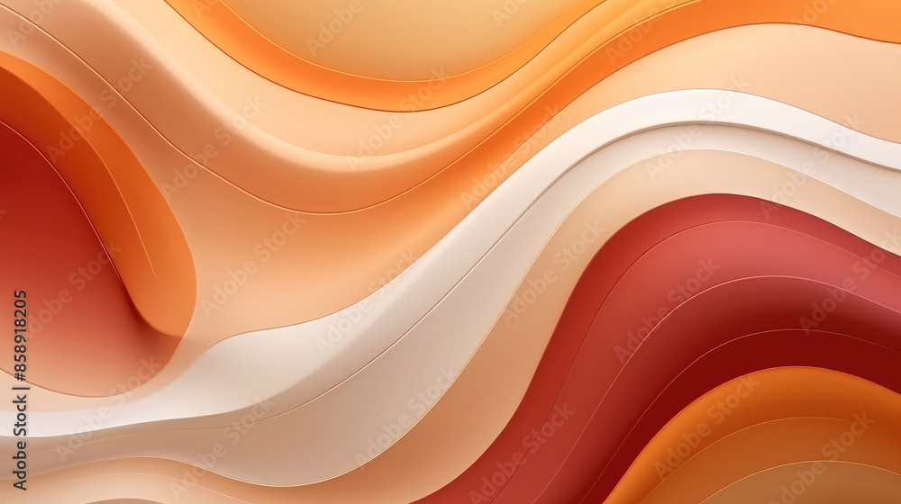 Canvas Prints orange beige abstract organic waves wave papercut overlapping 3d soft pastel multi layers paper text