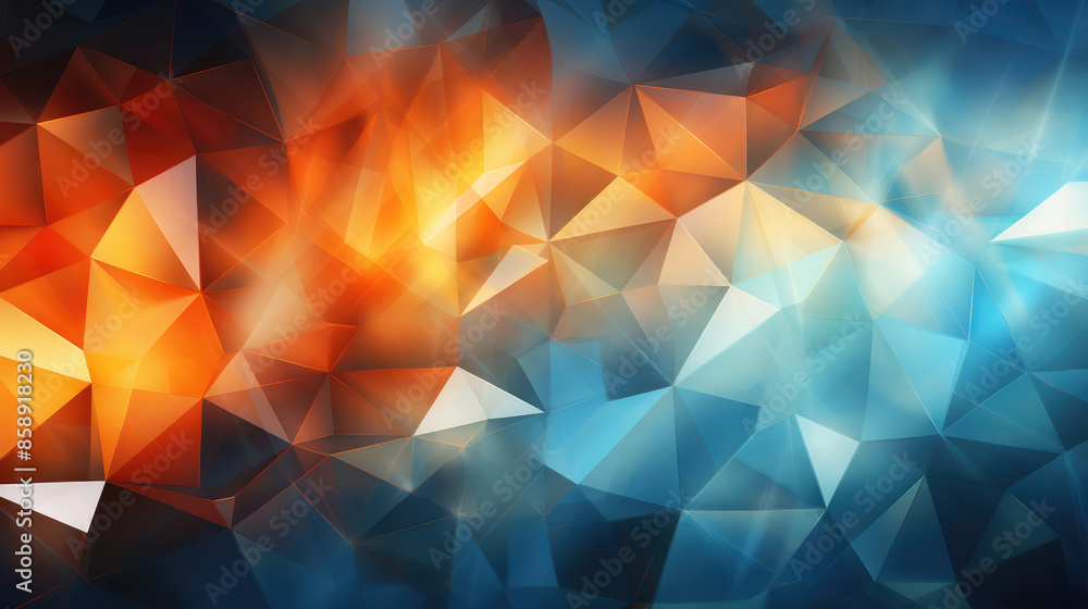 Poster abstract blue orange geometric futuristic technology texture with triangular 3d triangles shapes pat