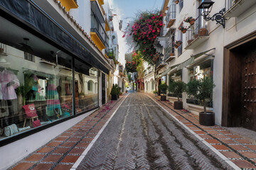 Obraz premium Fragment of the old town of the beautiful town of Marbella - a city located in southern Spain, near Malaga in Andalusia