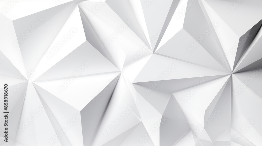 Wall mural abstract bright wide white texture with geometric triangular 3d triangles pattern wall background ba