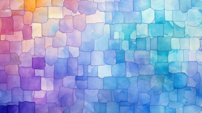 Abstract watercolor painting colorful mosaic texture background, seamless pattern, Generative AI - Powered by Adobe