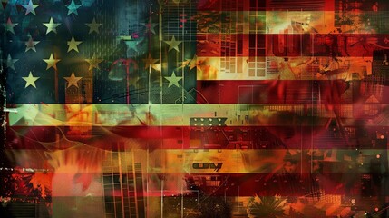 Abstract American Flag Collage
