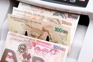 Brazilian cruzeiro in the counting machine