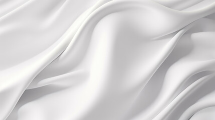 Obraz premium Soft white shiny satin silk swirl wave background banner - Abstract textile fabric material, backdrop texture for product display or text, Generative AI