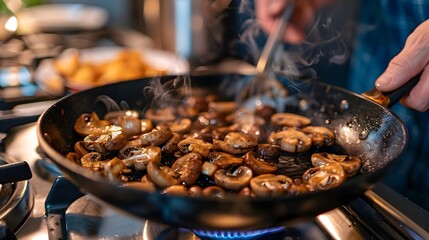 Simmering Skillet of Aromatic and Flavorful Homemade Meal in a Professional Kitchen