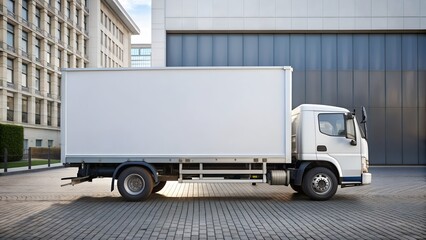 white truck delivery mockup
