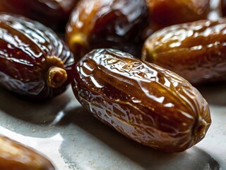 dates close up. date palm background. Date palm on a traditional craftsman market.Horizontal image.