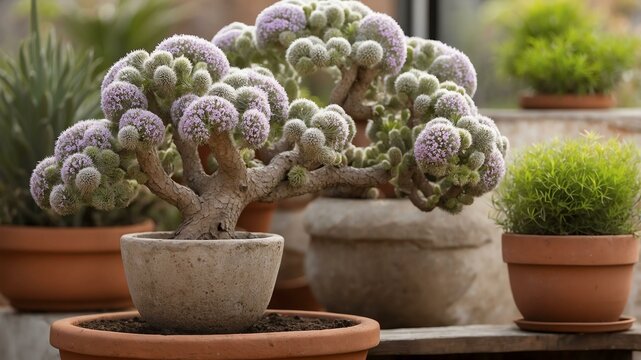 caudex plants pachypodium spp in beautiful flower pot