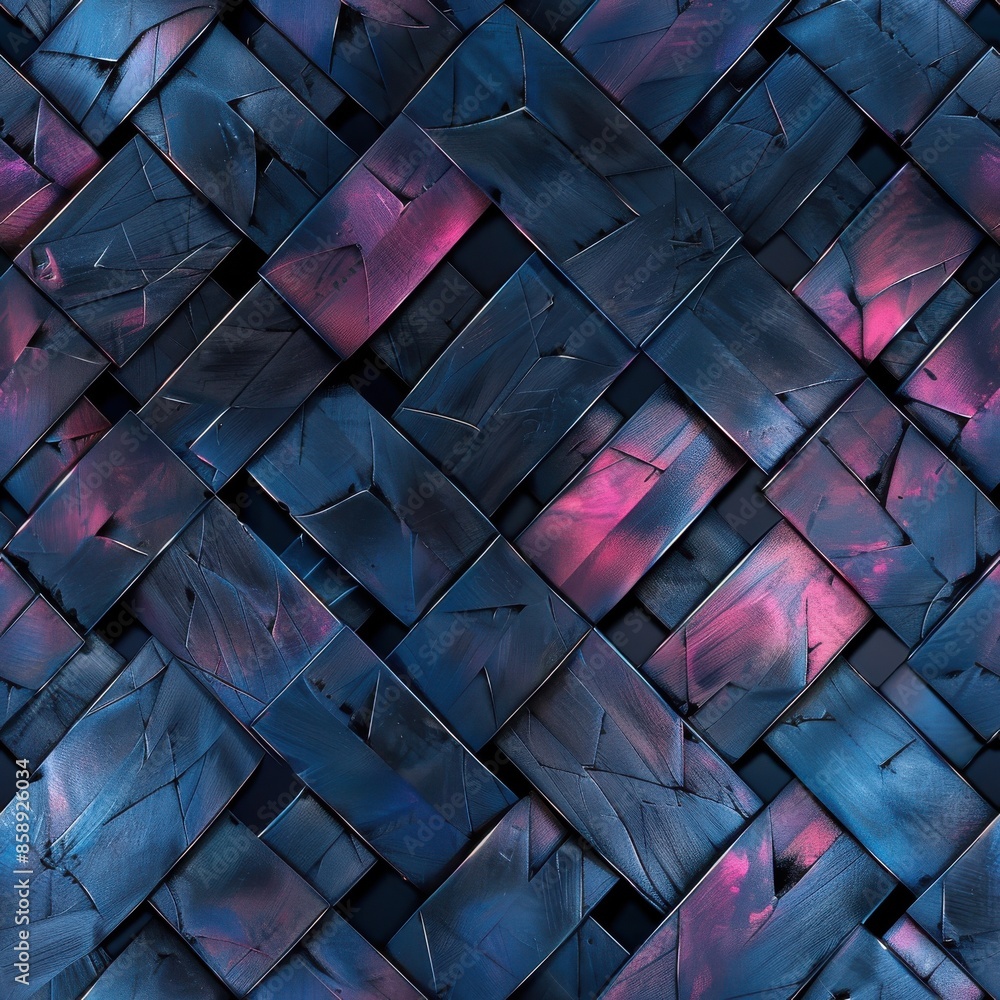 Poster this image depicts an abstract geometric pattern composed of intersecting, rectangular shapes. the s