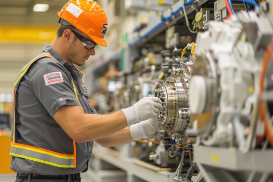 An aerospace engineer testing a new prototype for a fuel-efficient jet engine