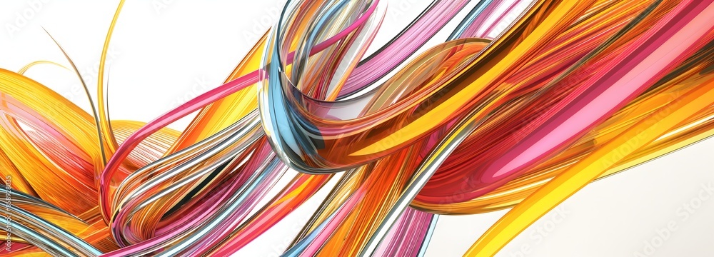 Poster 1. generate a vibrant 3d illustration of an abstract background adorned with colorful lines and stri