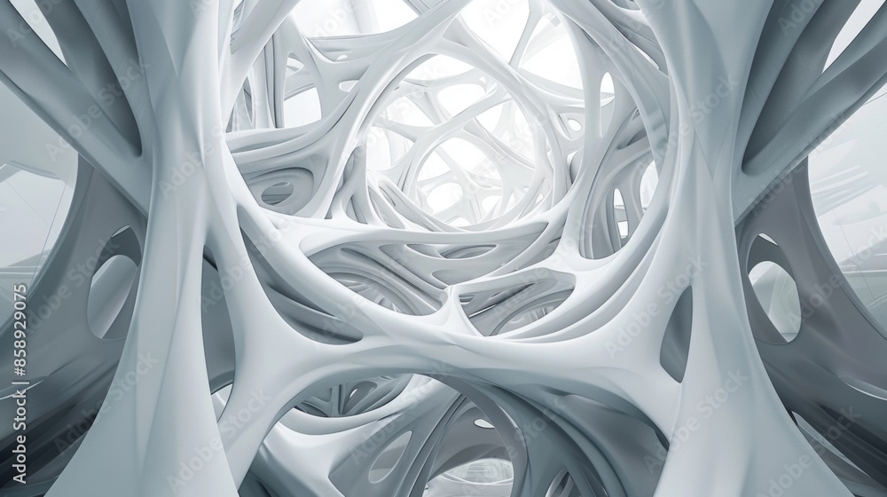 Poster a symmetrical dance of octagons twisting and turning in a fluid and effortless motion.