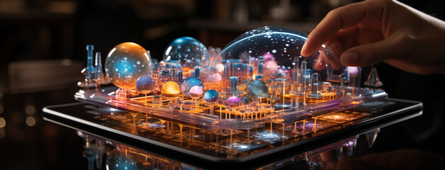 Cloud Computing: Closeup of Hands Using a Tablet with Cloud Icons