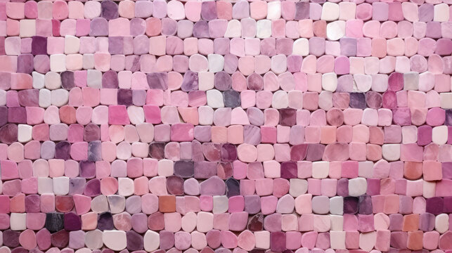 Abstract colorful pink stone mosaic wall texture background, Generative AI