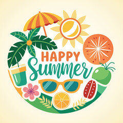 Naklejka premium Summer background with colorful elements