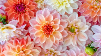 Obraz premium Close-Up of a Multi-Colored Dahlia Bouquet