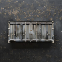 A container mockup on a dark background