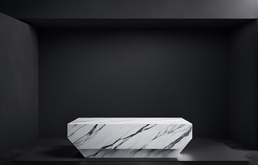  Black podium stone background rock product display 3d dark stand platform abstract stage scene studio. Stone wall black space podium mockup pedestal geometric marble showcase minimal presentation. 