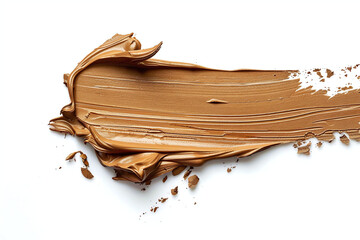 Collection of make up liquid foundation strokes on white background.