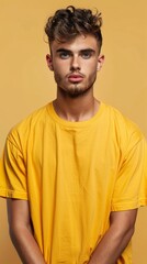 Fototapeta premium Man In Yellow T-Shirt