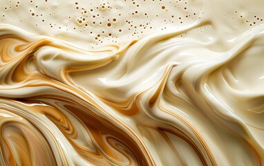 Obraz premium A close up of a white and brown liquid.