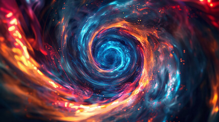Obraz premium Multicolored vortex energy, cosmic spiral waves, colorful swirl path, abstract futuristic digital background 