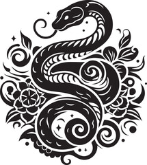 Snake tattoo design silhouette vector art work EPS file