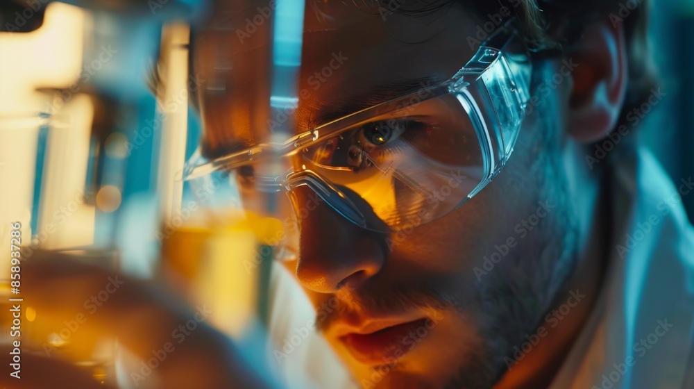 Poster close up of a focused scientist in a lab
