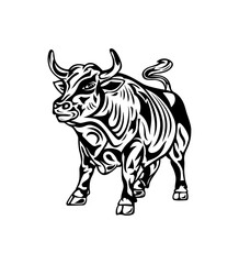 Vector illustration of a bull logo design isolated on a white background. abstract tribal style.