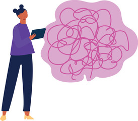 The girl is working.