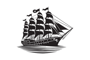 Boat outline and marine theme vector