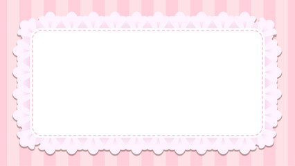 可愛いピンク色のレースのアップリケフレーム　16：9