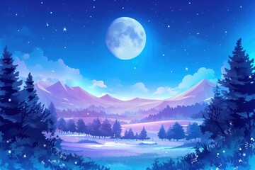 Mystical Moonlight Landscape