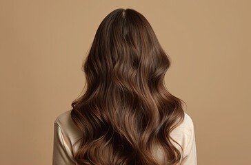 Fototapeta premium Portrait of a beautiful girl with luxurious curly long hair,Lively hair,copy space,Back view concept.