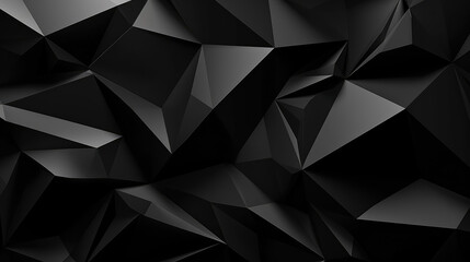 Abstract 3d texture, black crystal background, faceted texture, macro panorama, wide panoramic polygonal wallpaper, Generative AI