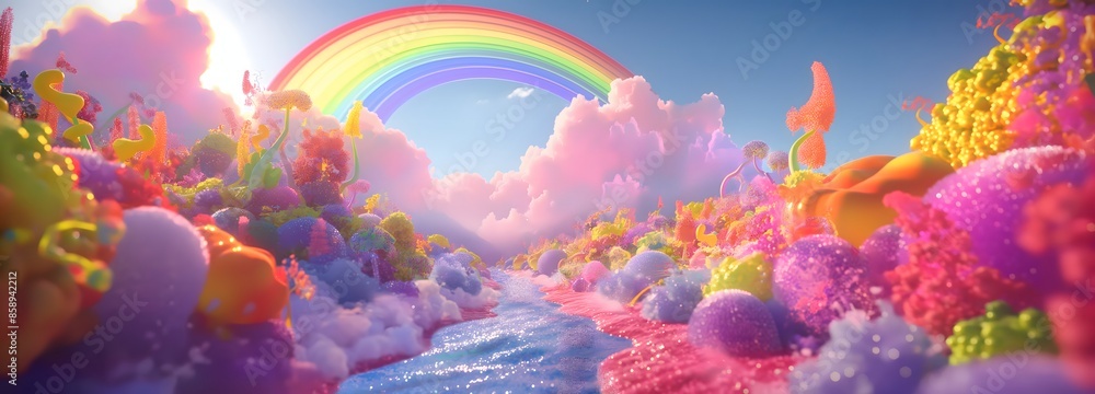 Poster 4. illustrate a magical and whimsical adventure unfolding in a 3d visualization, featuring an enchan