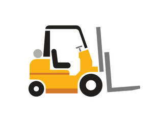 simple forklift fork lift color stencil silhouette side view  isolated transparent background