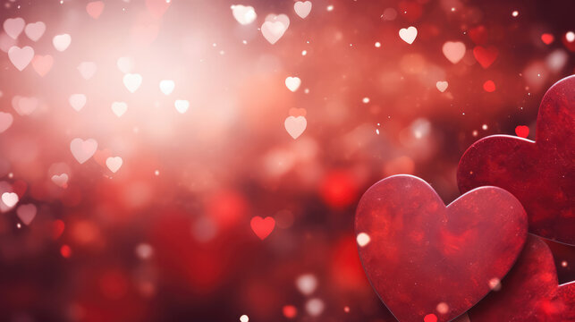 Festive celebration holiday christmas, Valentine Day, love., wedding background banner template illustration - Abstract red bokeh lights texture, de-focused, Generative AI