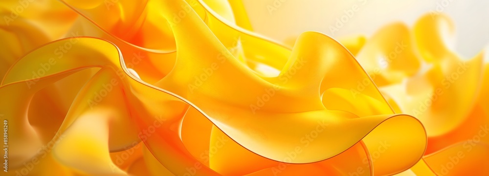 Poster 4. illustrate an engaging 3d visualization of twisted yellow shapes, crafted with precision and crea