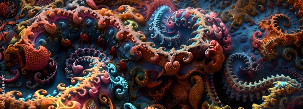 Poster 1. generate a visually stunning image of a fractal pattern rendered in ultra-realistic detail, burst