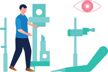 A boy is doing eye testing.